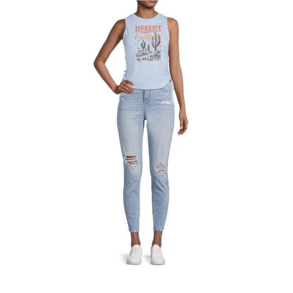 No Boundaries JRS Blue Lace Up Sleeveless Tank Blue Desert Dreaming size XXXL 21 - Picture 3 of 5